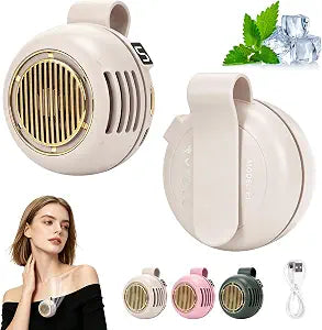 Portable Silent Mini Bladeless Fan Clip On, Adjustable 5 Speeds 360 Rotatable Clip on Fan for Shirt & Waist, USB Rechargeable Small Whirlwind Fans, For Outdoor & Travel & Office (White)