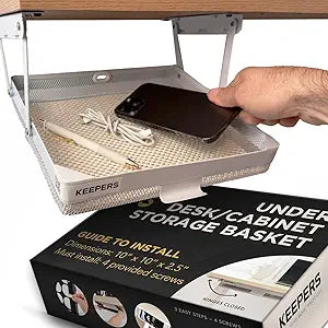 Anything Keeper - Compact Under-Cabinet Slide-Out Storage Drawer for Kitchen, Office, RV & Small Spaces | Hidden Organizer, Sturdy Steel, Easy Screw-In Mount, Fits 11x10x2.5 in - White