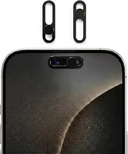 2 Pack Front Camera Privacy Cover Slider for iPhone 17/16/15/14 Pro Max/Pro, Face ID Compatible Webcam Blocker, Adhesive Anti-Spy Phone Lens Protector with Transparent Base, Black