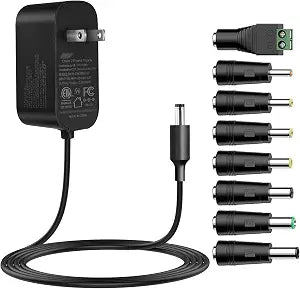 Tonton 12V 3A DC Power Supply 6Ft, 36W AC/DC Charger with 8Tips, AC 100-240V to DC 12Volt 3A 2.8A 2.5A 2.4A 2A 1.5A Connector Adapter for LED Strip, Security Camera, Webcam, Router,UL/CE/FCC Certified