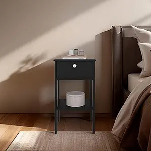 Newcastle Nightstand with One Drawer and Open Shelf, Modern Bedside Table with Smooth-Glide Drawer and Lower Open Shelf for Easy-Access Storage, Stylish and Functional Bedroom Organizer