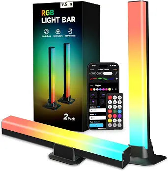 FFJ TV Light Bars, 9.5 Inch RGB Lights for Bedroom, Music Sync, Black