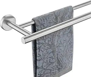 JQK Double Bath Towel Bar, 33 Inch 304 Stainless Steel Thicken 0.8mm Towel Rack for Bathroom, Towel Holder Brushed Finished Wall Mount, Useable Length 30 Inch, TB100L30-BN