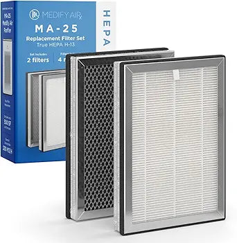 Medify MA-25 Genuine Replacement Filter Set for Allergens, Smoke, Wildfires, Dust, Odors, Pollen, Pet Dander | 3 in 1 with Pre-filter, True HEPA H13 and Activated Carbon for 99.9% Removal | 1-Pack