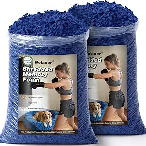Bean Bag Filler, 10lbs Blue Memory Foam Filling for Beanbag Chair, Couch Cushions, Pillows, Dog Beds, Pouf Ottoman, Punching Bag Filler, Grappling Dummy, Packing Peanuts Replacement