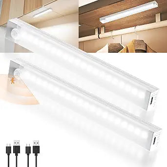DWEPTU Rechargeable Motion Sensor Light Indoor, 12" LED Light Bar, 2 Pack
