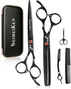 Hair Cutting Scissors Kit, 6.5" Barber Scissors Set (Black)