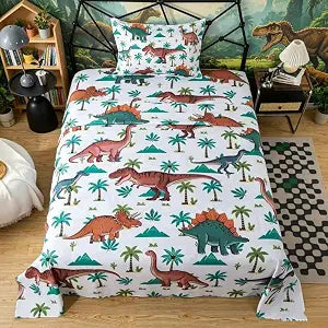 lishjekee 3 Pieces Twin Dinosaur Bed Sheets Kids Dino Bedding Set for Boys