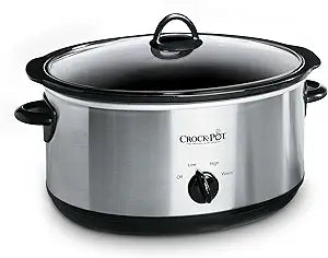Crock-Pot 7-Quart Manual Slow Cooker, Family Size Serves 8+ People & Fits 6-lb Roast, Removable Stoneware with Warming Setting, Dishwasher Safe for Easy Cleanup, Stainless Steel