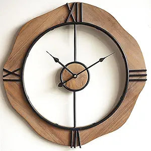 MASHI Large Wall Clock for Living Room Decor,Non Ticking Silent,Battery Operated Round Modern Wood Wall Clock for Farmhouse Home,Bedroom,Kitchen,School,Office Decor (24Inch)
