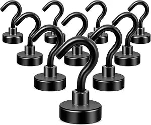 Neosmuk Magnetic Hooks, 30lb Heavy Duty, Black, 10 Pack