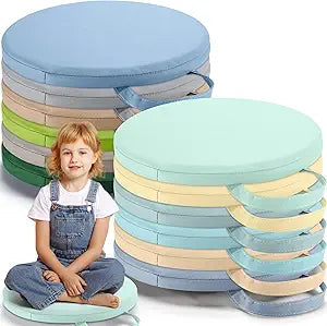 Suzile 12 Pcs Round Floor Cushions for Kids Flexible Classroom Floor Seating with Handles 12'' Classroom Carpet Cushions for Kids Toddlers Daycare Preschool Furniture(Multicolor)
