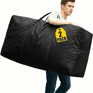 66 Gallon Extra Large Storage Bags, XXL Moving Bags with Zippers & Side Handles, Jumbo Big Storage Totes for Moving & Space-Saving Organization (Black, 66 Gallon, 2 Pack)