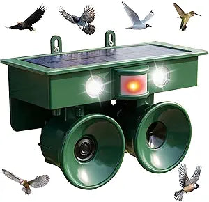 2026 Upgraded Solar Bird Repellent Outdoor: Ultrasonic Pigeon Repeller with Motion Sensor&LED Flash Light-Professional Woodpecker Deterrent for Farm,Garden,Patio-Waterproof Bird Deterrent Device