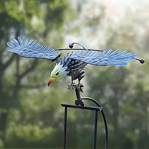 Metal Owl Garden Stake Decor, Iron Kinetic Owl Sculpture, Outdoor Decorative Garden Stakes - Eagle