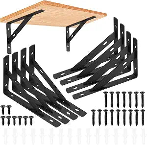 8 Pack Heavy Duty Wall Mount L Bracket,Metal Floating Shelf Support 3.7"x6"