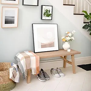 SwallowLiving 43" Solid Wood Entry Bench - Rustic Farmhouse Style Hallway Seating for Living Room, Dining Room Entryway - Handcrafted Natural Finish