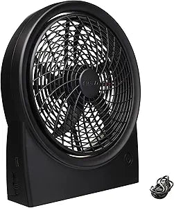 Treva 10 Inch Portable Rechargeable Fan & Battery Powered, 3 Speed Adjustable Personal Fan, Indoor Cooling, Camping, Hurricane Readiness