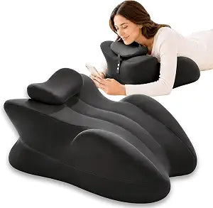 27 Memory Foam Wedge Pillow for Bed, Large Ergonomic Positioning Pillow for Back, Neck & Leg Support, Reading, Sitting Up, Reclining & Leg Elevation, Washable Cover, Black