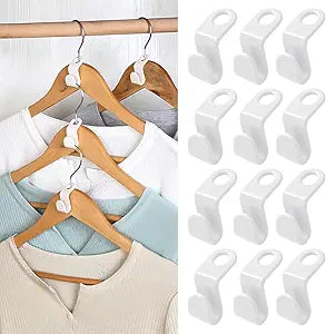 50 PCS Space Saving Hanger - Clothes Connector Hooks, Stacking Space Saver, Plastic Closet Organizers and Storage Extender for Heavy Duty Cascading Connection (White)