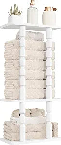 HOOBRO 3-Tier Wall Mount Towel Rack for Bathroom, 2 Solid Wood Turned Legs