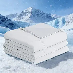 BEAUTEX Cooling Blanket Comforter Queen Size - Double Sided Cool Blanket for Hot Sleepers and Night Sweats, Q-Max>0.45, Breathable Silky Summer Blanket, 90% Nylon 10% Spandex, Cool Grey, 90" x 90"
