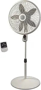 Lasko Cyclone Pedestal Fan, Adjustable Height, Remote Control, Timer, 3 Speeds, for Bedroom, Kitchen, Office and Living Room, 18", White, 1885, Large