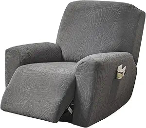 FUANGUI Recliner Chair Cover 4-Pieces Lazyboy Cover for Recliner Chair with Storage Pockets Furniture Protector for Living Room, Jacquard Sofa Slipcover for Kids, Pets, Dog and Cat, 41