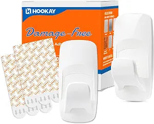 hookay 10lbs Large Utility Hooks, 2 Indoor Hooks with 6 Adhesive Strips, Damage-Free Wall Hooks for Garage/Office/Kitchen, Holds 10 lb, No Tools Removable Organizer