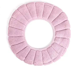 2 PCS Soft Thicker Plush Bathroom Toilet Seat Cover Pads Stretchable Washable Cloth Design for Universal Fit O/U/V/Rectangular Toilets (Lavender)