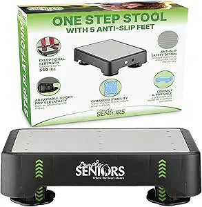 Small Step Stools for Adults - Grey Small Mobility Aid for Seniors - Portable Heavy Duty Plastic Stepping Platform & Bed Steps for High Beds for Adults - Assist Device Kitchen Bathroom Toilet - Kids