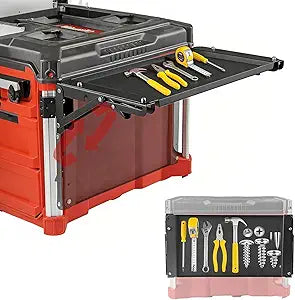 Folding Magnetic Table, Folding Table Top Compatible with Milwaukee Packout Toolbox, Tool Tray Side Bracket Compatible with Rails for Side Storage, No Drilling