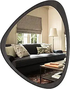 WallBeyond Asymmetrical Mirror, Irregular Wall Mirror, Wall Mirrors Decorative for Bedroom Living Room Entryway Hall, Wood Mirror for mid Century Modern Decor 25" H x 20" W, Dark Brown