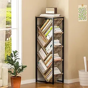 Cutogxon Tree Bookshelf - 9 Tier Floor Standing Bookshelf for Hardcover Books, Small Bookshelf for Small Spaces Wooden Book Storage Organizer Shelves for Bedroom Living Room