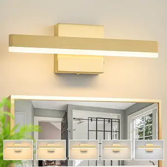 Gold Bathroom Vanity Light Fixture 15.7'' 14W Dimmable 5CCT LED Hardwired