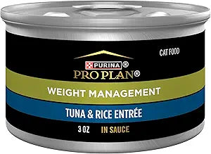 Purina Pro Plan Adult Weight Management Tuna and Rice Entree in Sauce Weight Control Cat Food 3 Ounce (Pack of 24)