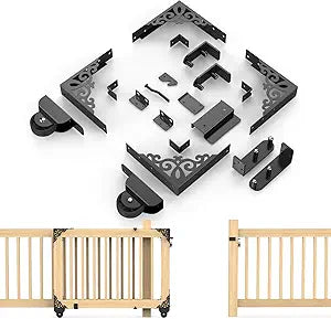 MOFEEZ Sliding Gate Kit Decorative Rolling Gate Hardware Kit Heavy Duty for Smooth Quiet Sliding Operation