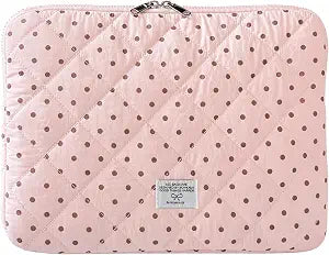 Polka Dot Puffy Laptop Sleeve 13-14 Inch Cute Quilted Laptop Protective Case for MacBook