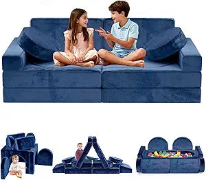 12pcs Modular Kids Play Couch - CPC Certified Convertible Toddler Sectional Sofa, Washable Durable Foam Floor Cushion for Kids Playroom (Play Fort/Castle)