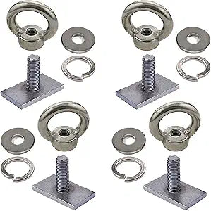 Pmsanzay 4 Pack Heavy Duty Eye Bolt, Stainless Steel - M8 Eye Nuts, Track Mount Tie Down Eyelet to Hold Your Bungee Cord or Ropes Anchoring, Anchoring kit