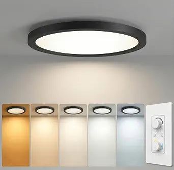 12Inch LED Flush Mount Ceiling Light,5CCT,ETL Listed,Dimmable Black