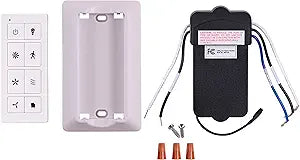Prominence Home Universal Ceiling Fan Remote Control Kit with Receiver, Wall Dock and Batteries, For Downrod Ceiling Fans ONLY - 51433-01 - White