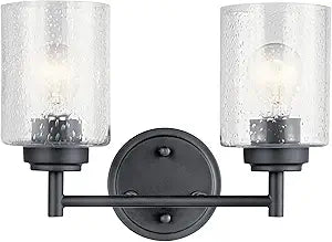 KICHLER 45885BK Winslow Vanity, 2-Light 150 Total Watts, Black, 12.75"