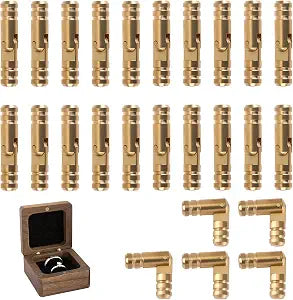 Barrel Hinges for Wooden Boxes, Gold, 0.16 x 0.79 in, 25-Pack