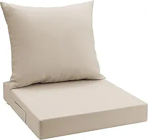 UNIKOME Outdoor Seat Cushions 22 X 22 Inch - Water-Resistant & Fade Resistant, Removable Cover Patio Furniture Cushions for Chair, Sofa, Couch, Wicker, Beige