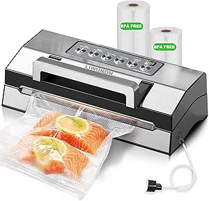 Upgraded Precision Fast-Vacuum Sealer, LIWUNON Commercial Full Automatic Food Vacuum Sealer Machine, Double Heat Seal, Built-in Cutter&Bag Storage, Powerful Food Vacuum Saver, 2 Bag Rolls&hose