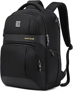 Bruno Cavalli Travel Laptop Backpack for Men,15.6 Inch College Backpack | Sturdy Business Computer Bag with Luggage Strap,Water Resistant and Lightweight,Gift for Men&Women-Black