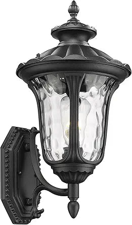 Outdoor Light Fixtures Wall Mount, Waterproof Exterior Wall Lanterns with Waer Ripple Glass, Outside Sconces, Front Porch Lights for House Garage Doorway Patio
