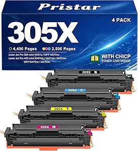 305X Toner Cartridge 4 Pack (with Chip) Compatible for HP 305X 305A Replacement for HP Color Laser Jet Pro 400 Color MFP M451dn M451dw M451nw M475dn M475dw M375nw Printer (Black/Cyan/Magenta/Yellow)