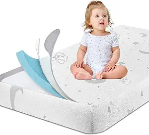 Crib Mattress 52"x27.5"Dual Sided Breathable Memory Foam Toddler Mattress with Removable Washable Cover & Non-Slip Bottom for Baby Crib & Toddler BedQuiet, No Odor
